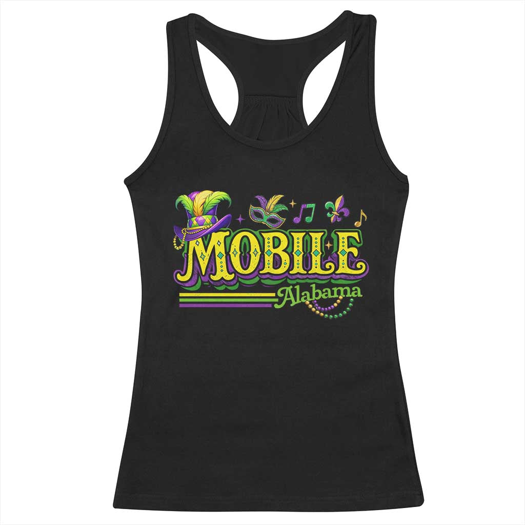 Mardi Gras Mobile Alabama AL Carnival Beads Racerback Tank Top