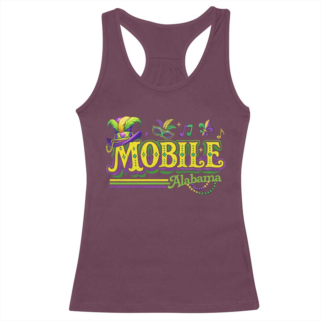Mardi Gras Mobile Alabama AL Carnival Beads Racerback Tank Top