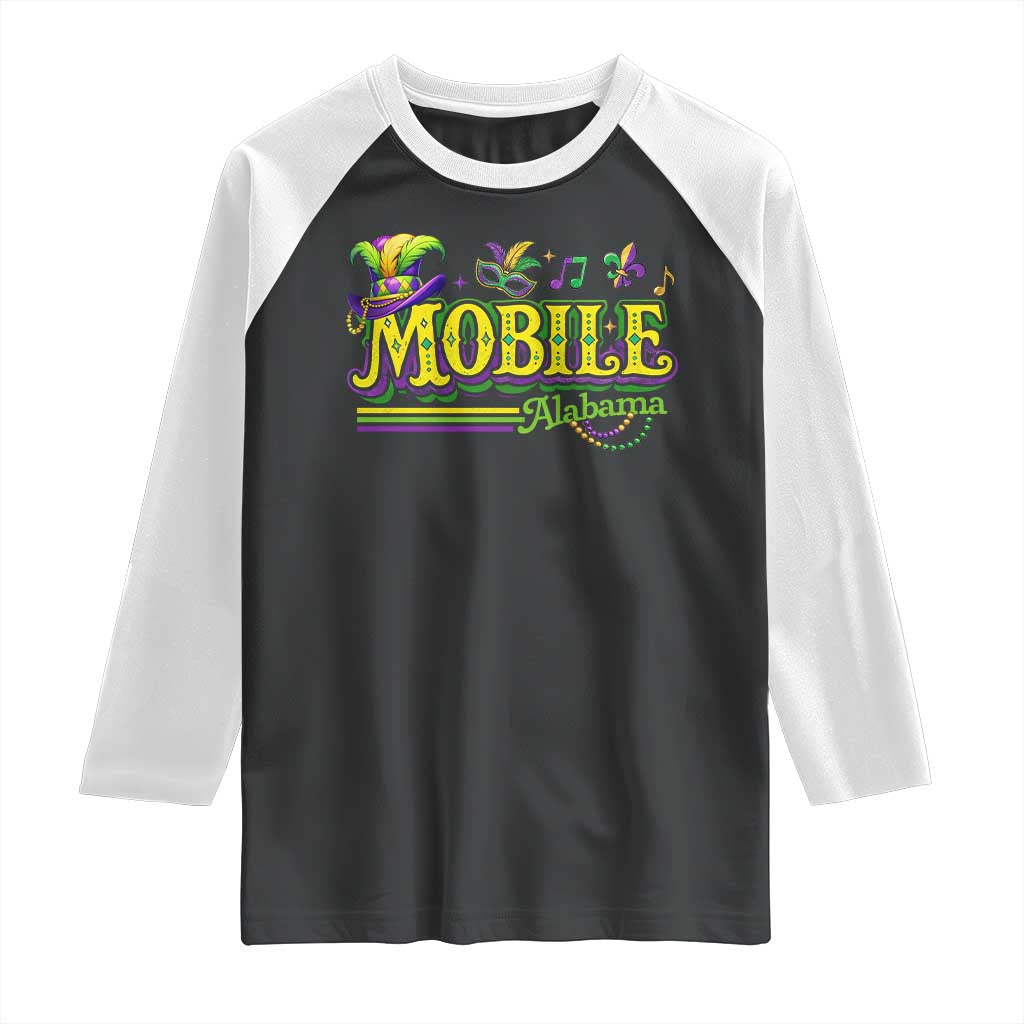 Mardi Gras Mobile Alabama AL Carnival Beads Raglan Shirt