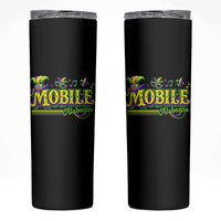 Mardi Gras Mobile Alabama AL Carnival Beads Skinny Tumbler