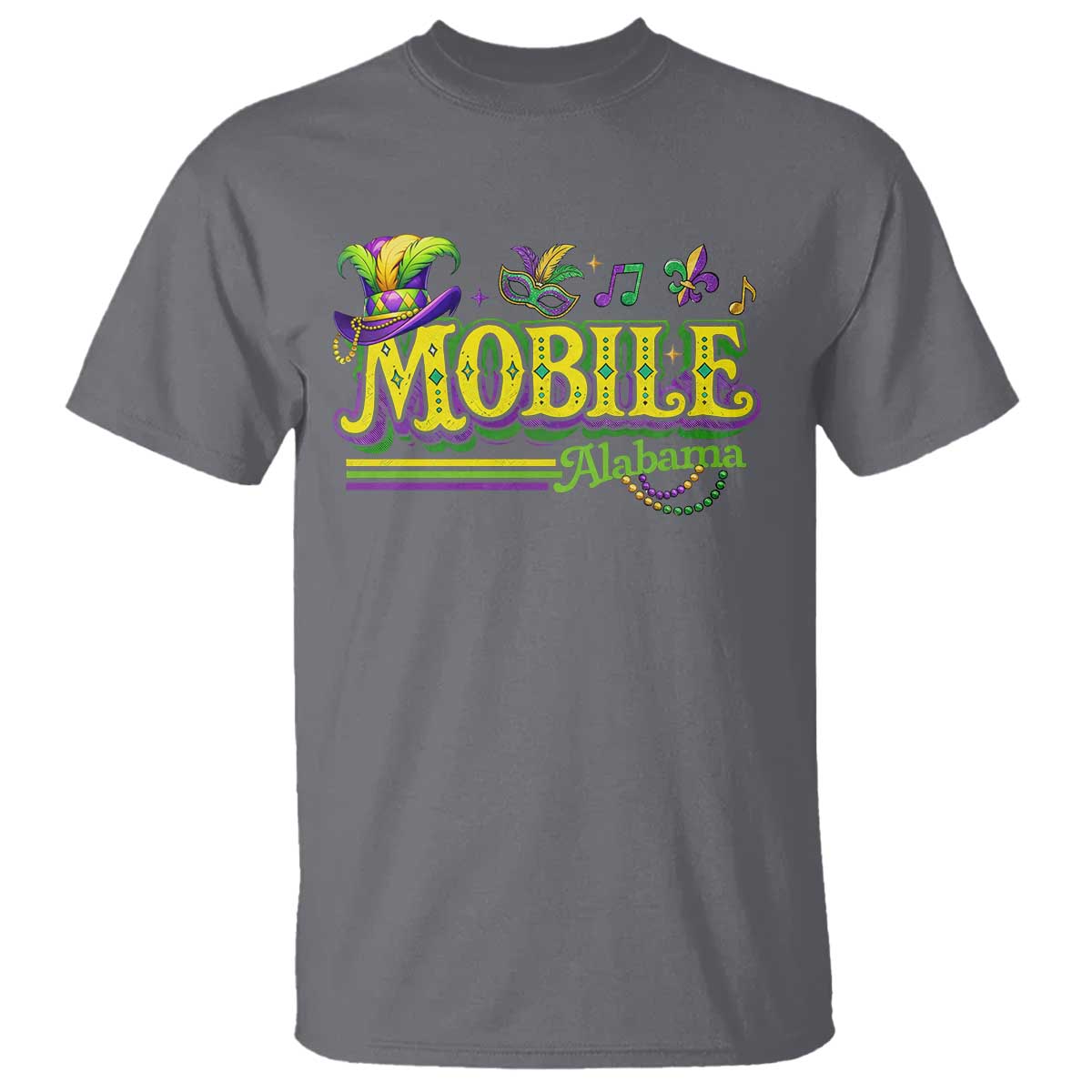 Mardi Gras Mobile Alabama AL Carnival Beads T Shirt