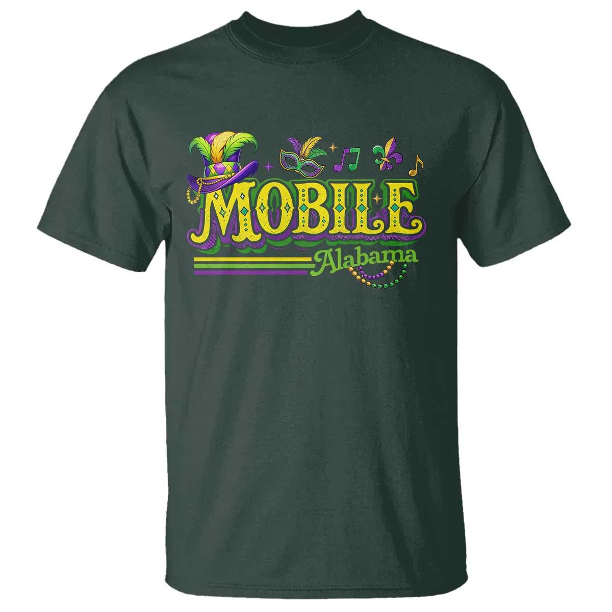 Mardi Gras Mobile Alabama AL Carnival Beads T Shirt