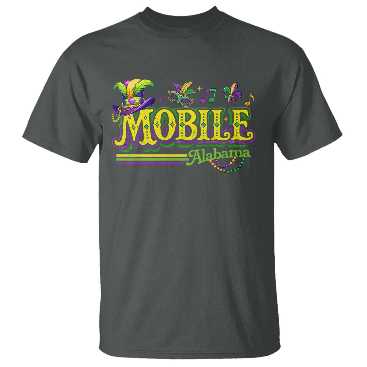 Mardi Gras Mobile Alabama AL Carnival Beads T Shirt