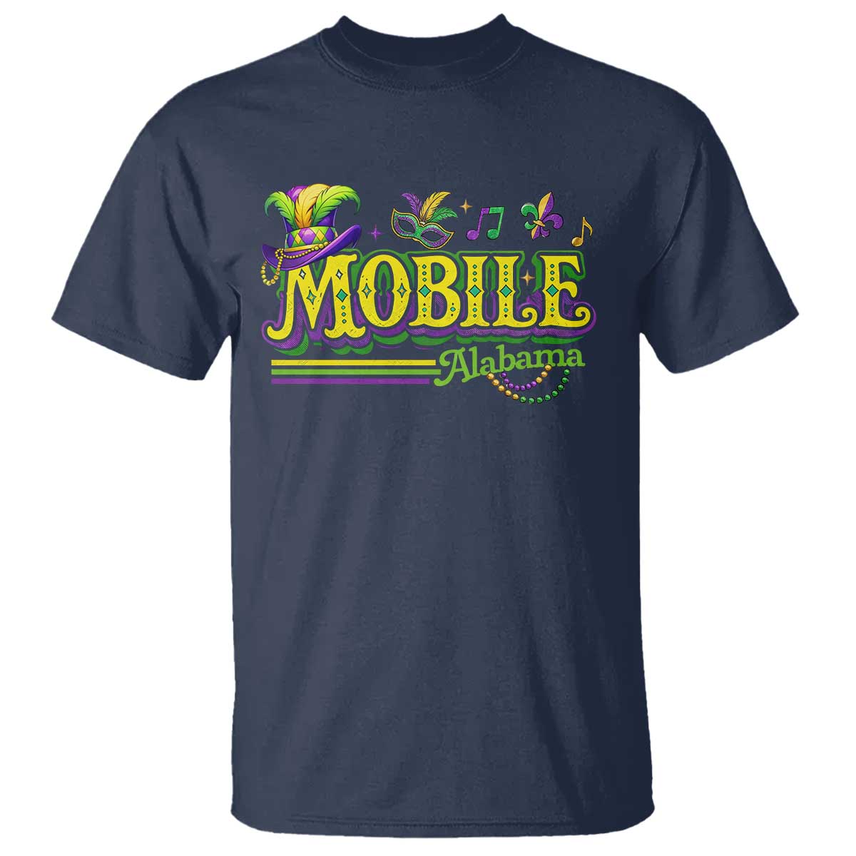Mardi Gras Mobile Alabama AL Carnival Beads T Shirt