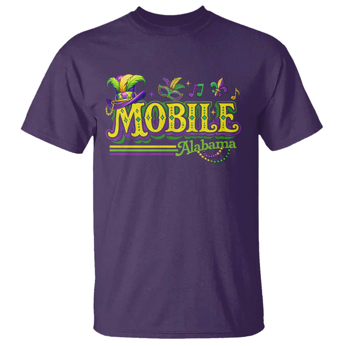 Mardi Gras Mobile Alabama AL Carnival Beads T Shirt