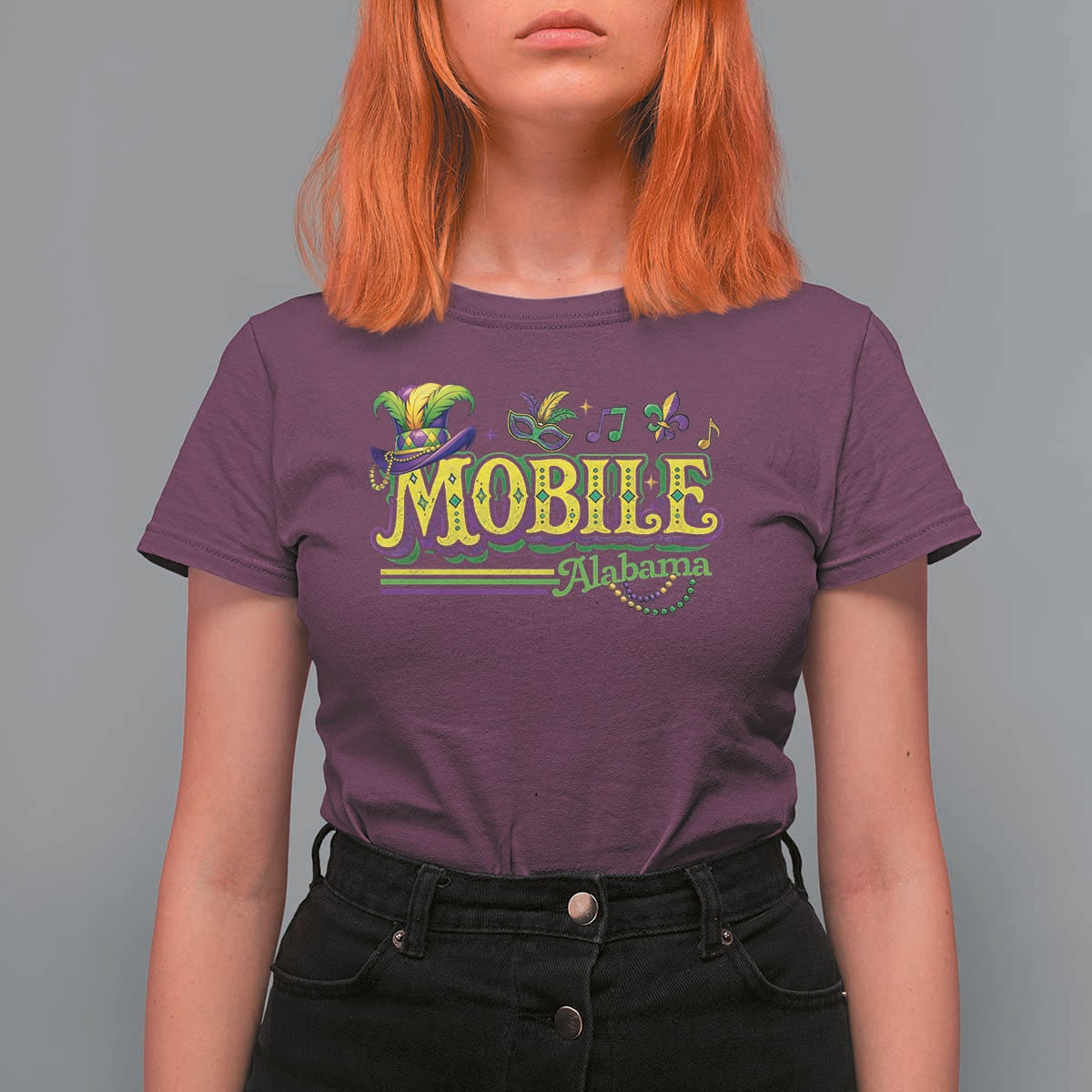 Mardi Gras Mobile Alabama AL Carnival Beads T Shirt For Women