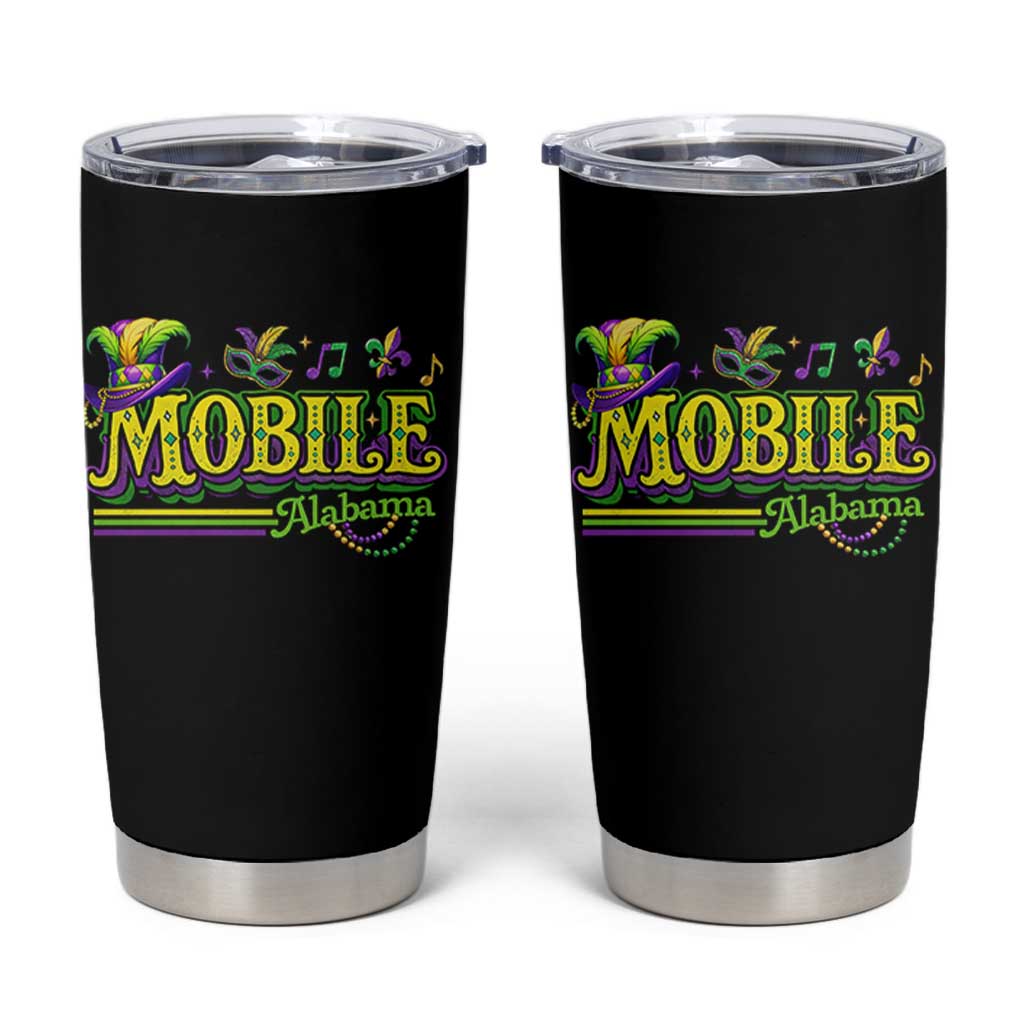Mardi Gras Mobile Alabama AL Carnival Beads Tumbler Cup