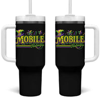 Mardi Gras Mobile Alabama AL Carnival Beads Tumbler With Handle