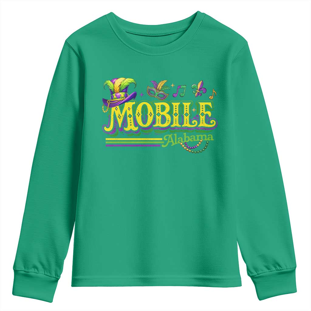 Mardi Gras Mobile Alabama AL Carnival Beads Youth Sweatshirt