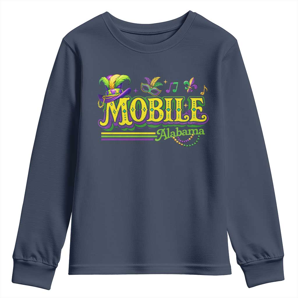 Mardi Gras Mobile Alabama AL Carnival Beads Youth Sweatshirt