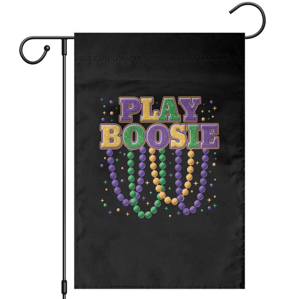 Funny Play Boosie Mardi Gras Garden Flag Beads Fat Tuesday Carnival