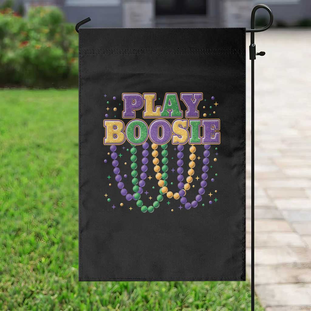 Funny Play Boosie Mardi Gras Garden Flag Beads Fat Tuesday Carnival