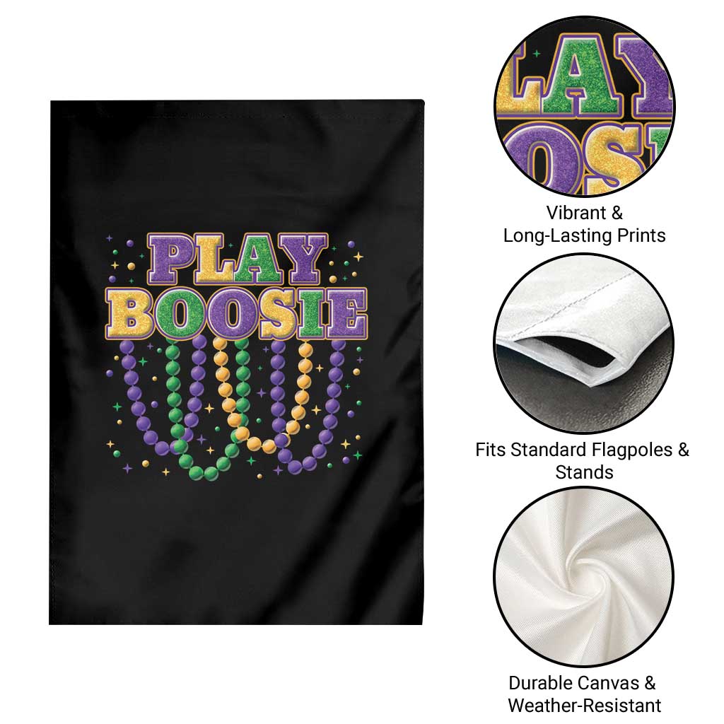 Funny Play Boosie Mardi Gras Garden Flag Beads Fat Tuesday Carnival
