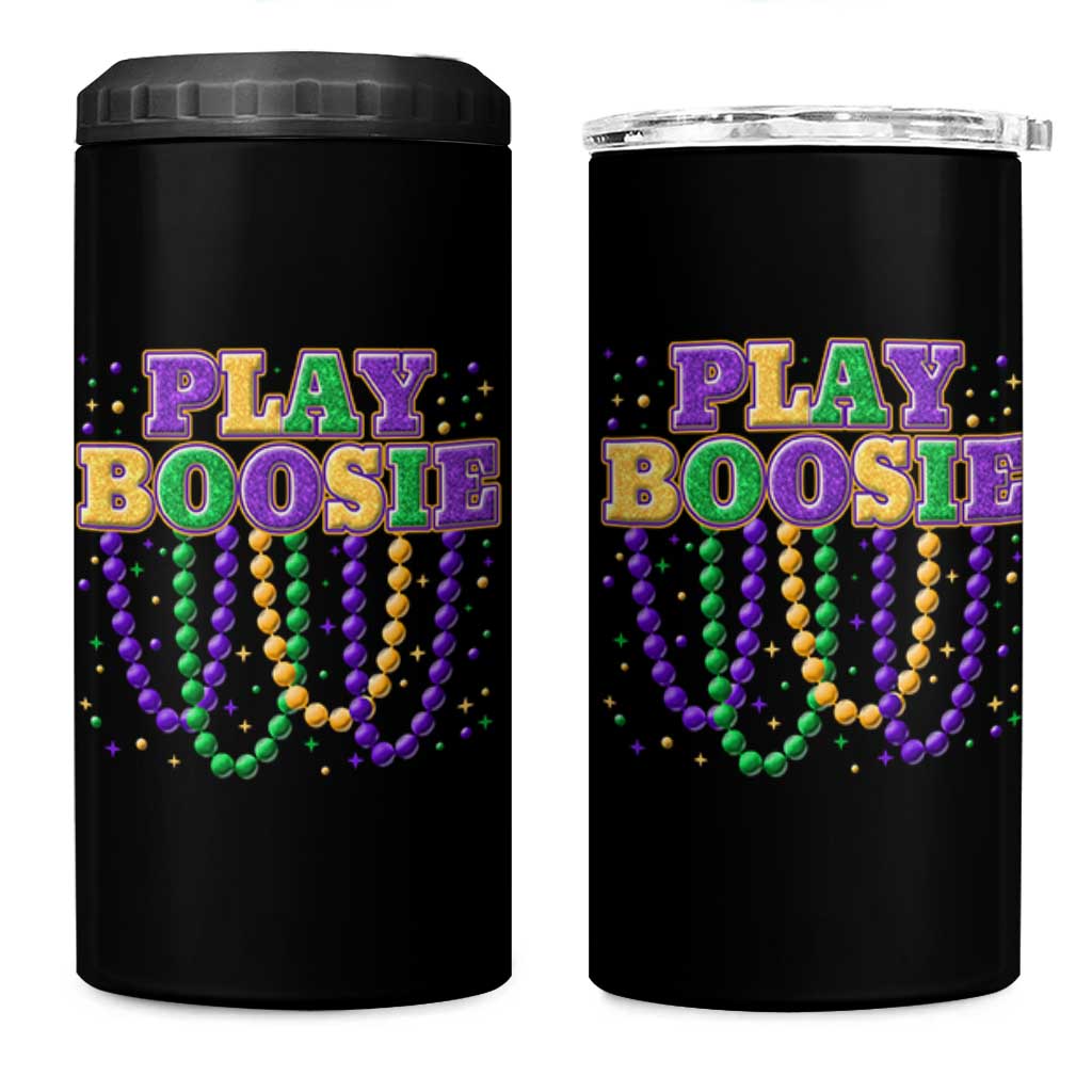 Funny Play Boosie Mardi Gras 4 in 1 Can Cooler Tumbler Beads Fat Tuesday Carnival