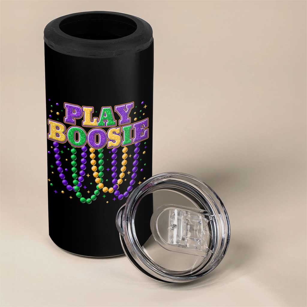 Funny Play Boosie Mardi Gras 4 in 1 Can Cooler Tumbler Beads Fat Tuesday Carnival