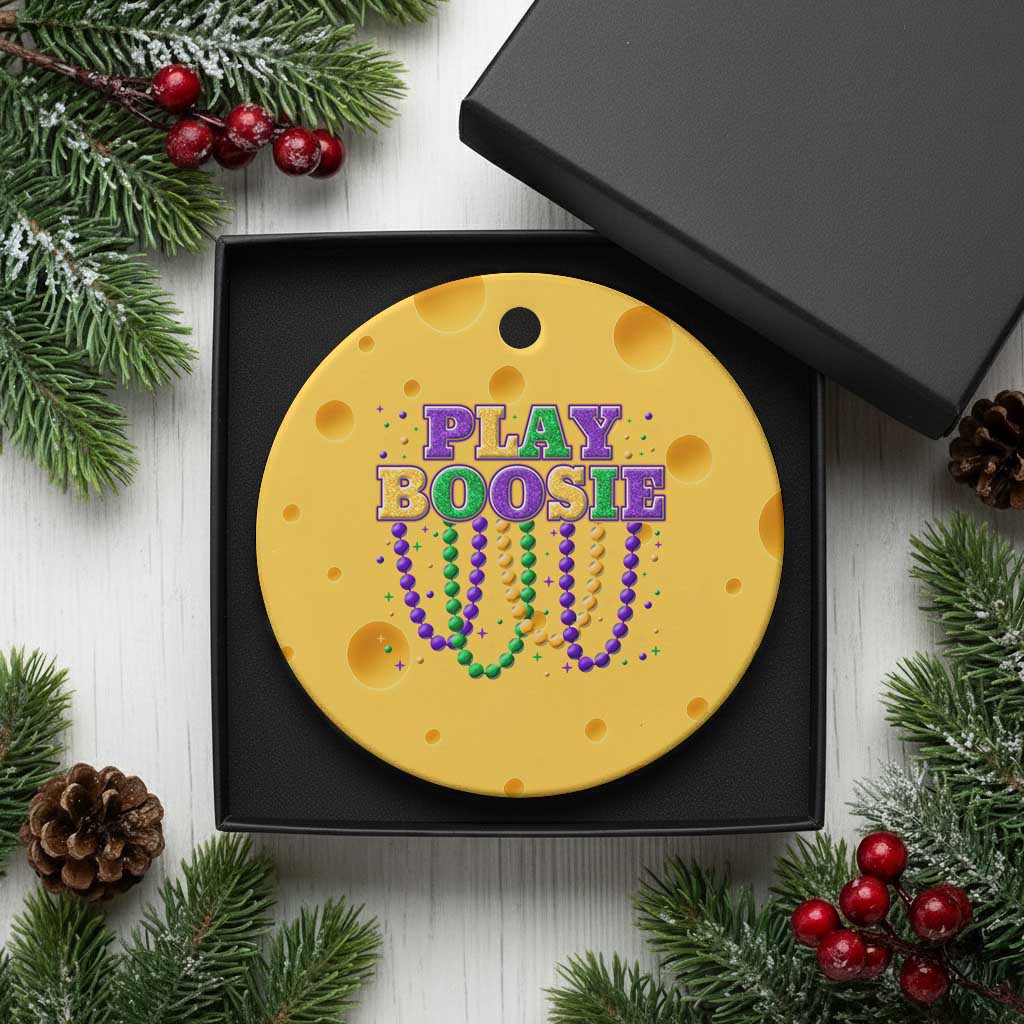 Funny Play Boosie Mardi Gras Ceramic Ornament Beads Fat Tuesday Carnival