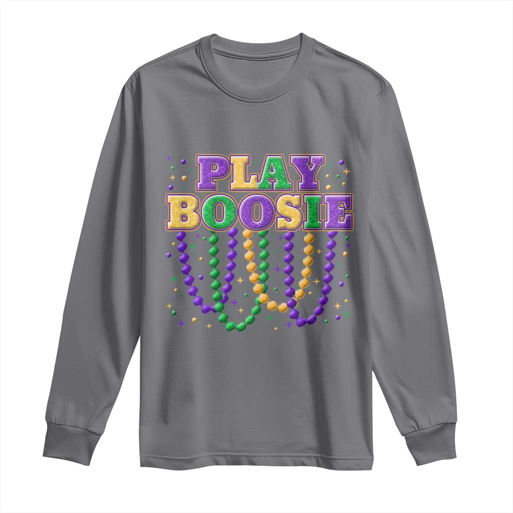 Funny Play Boosie Mardi Gras Long Sleeve Shirt Beads Fat Tuesday Carnival
