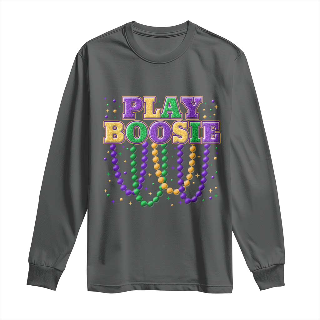 Funny Play Boosie Mardi Gras Long Sleeve Shirt Beads Fat Tuesday Carnival
