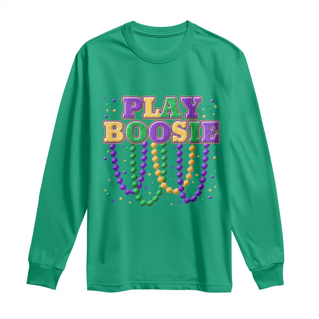 Funny Play Boosie Mardi Gras Long Sleeve Shirt Beads Fat Tuesday Carnival