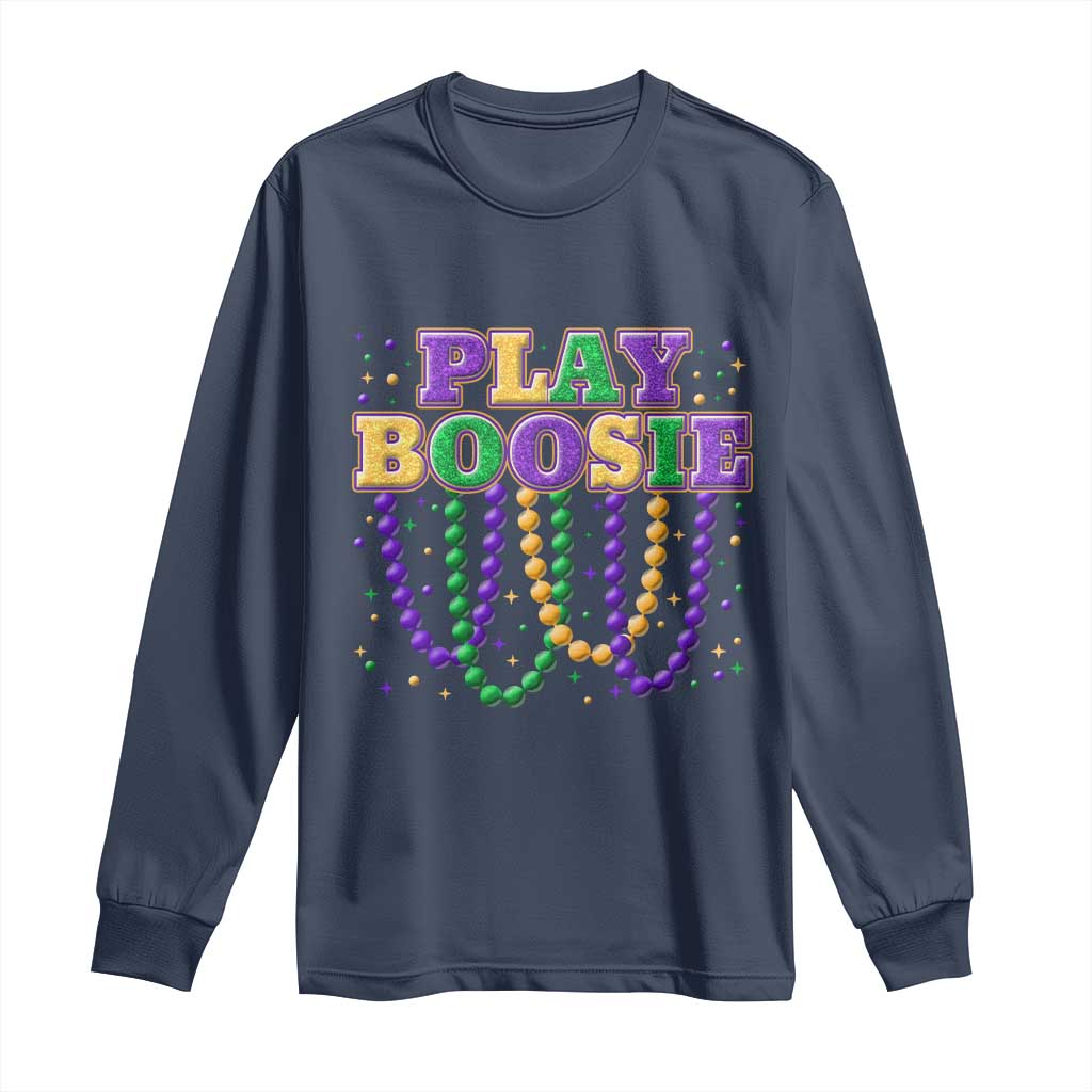 Funny Play Boosie Mardi Gras Long Sleeve Shirt Beads Fat Tuesday Carnival
