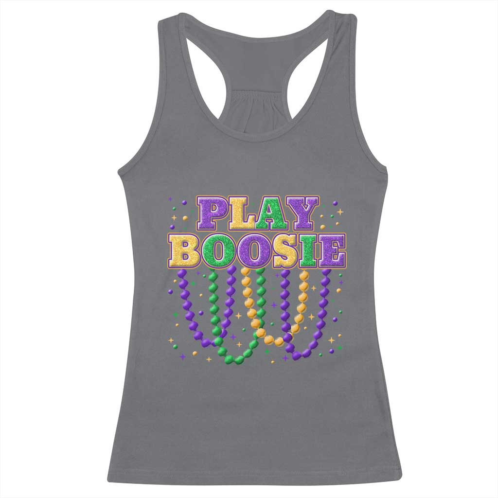Funny Play Boosie Mardi Gras Racerback Tank Top Beads Fat Tuesday Carnival