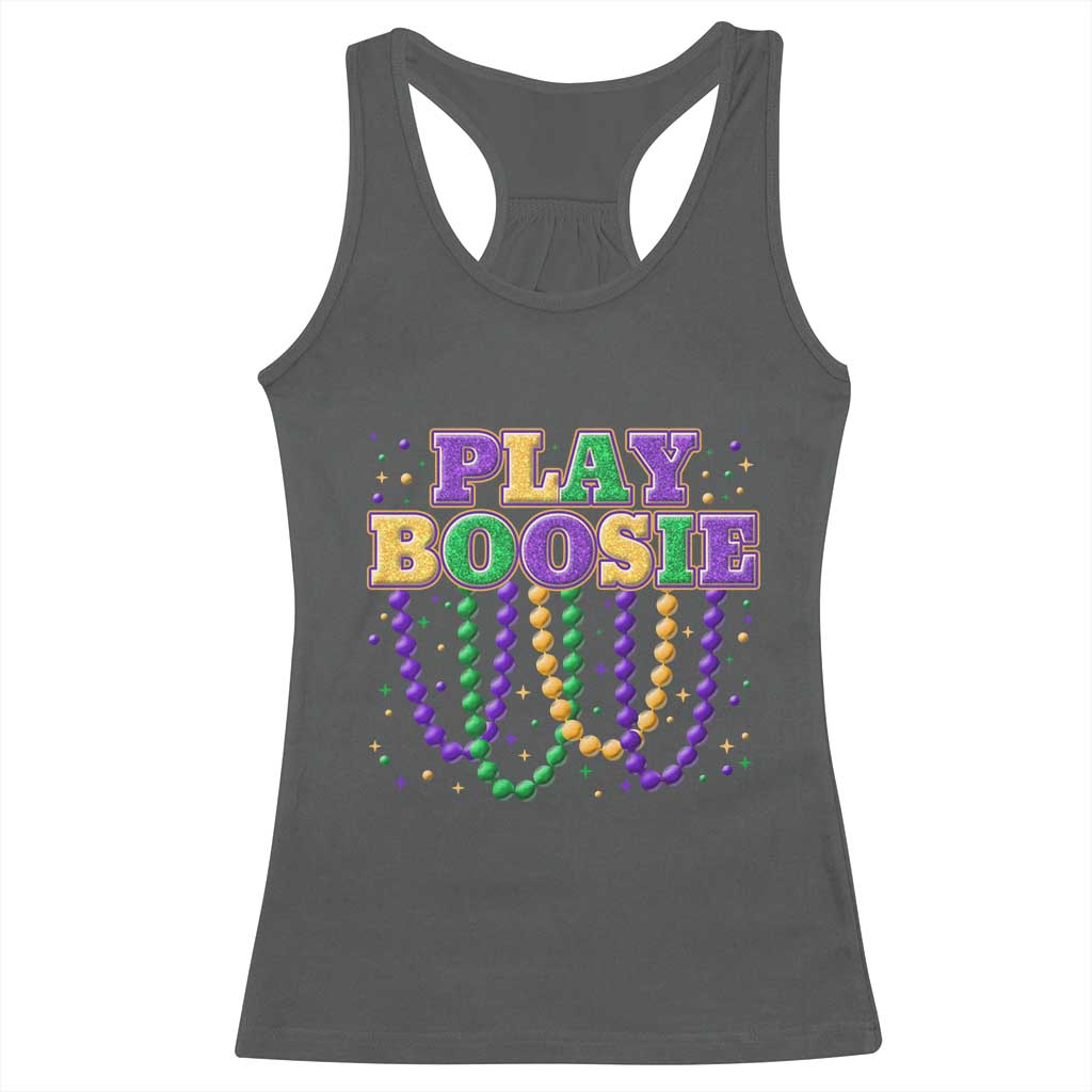 Funny Play Boosie Mardi Gras Racerback Tank Top Beads Fat Tuesday Carnival