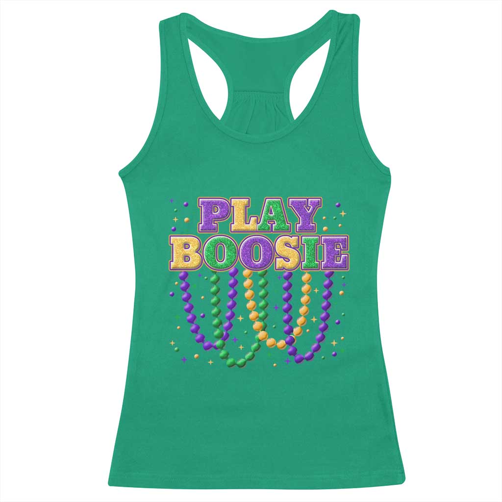 Funny Play Boosie Mardi Gras Racerback Tank Top Beads Fat Tuesday Carnival