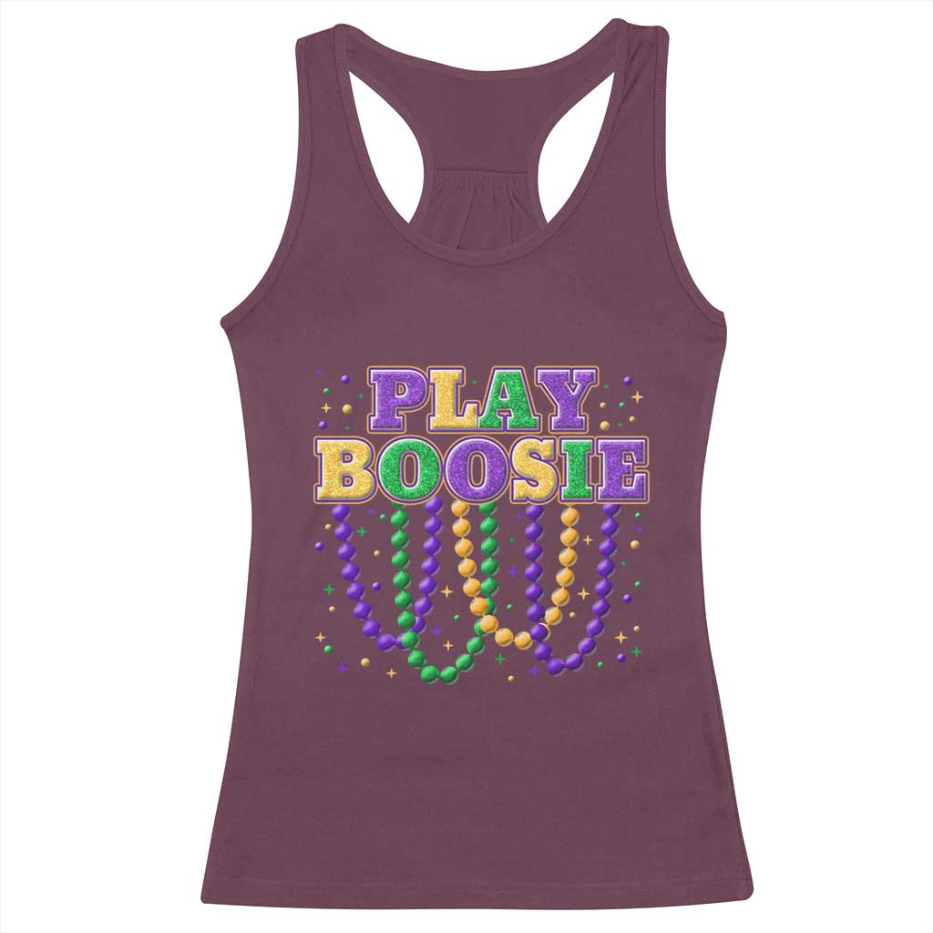 Funny Play Boosie Mardi Gras Racerback Tank Top Beads Fat Tuesday Carnival