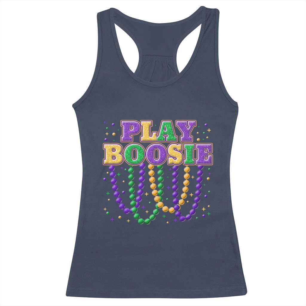 Funny Play Boosie Mardi Gras Racerback Tank Top Beads Fat Tuesday Carnival