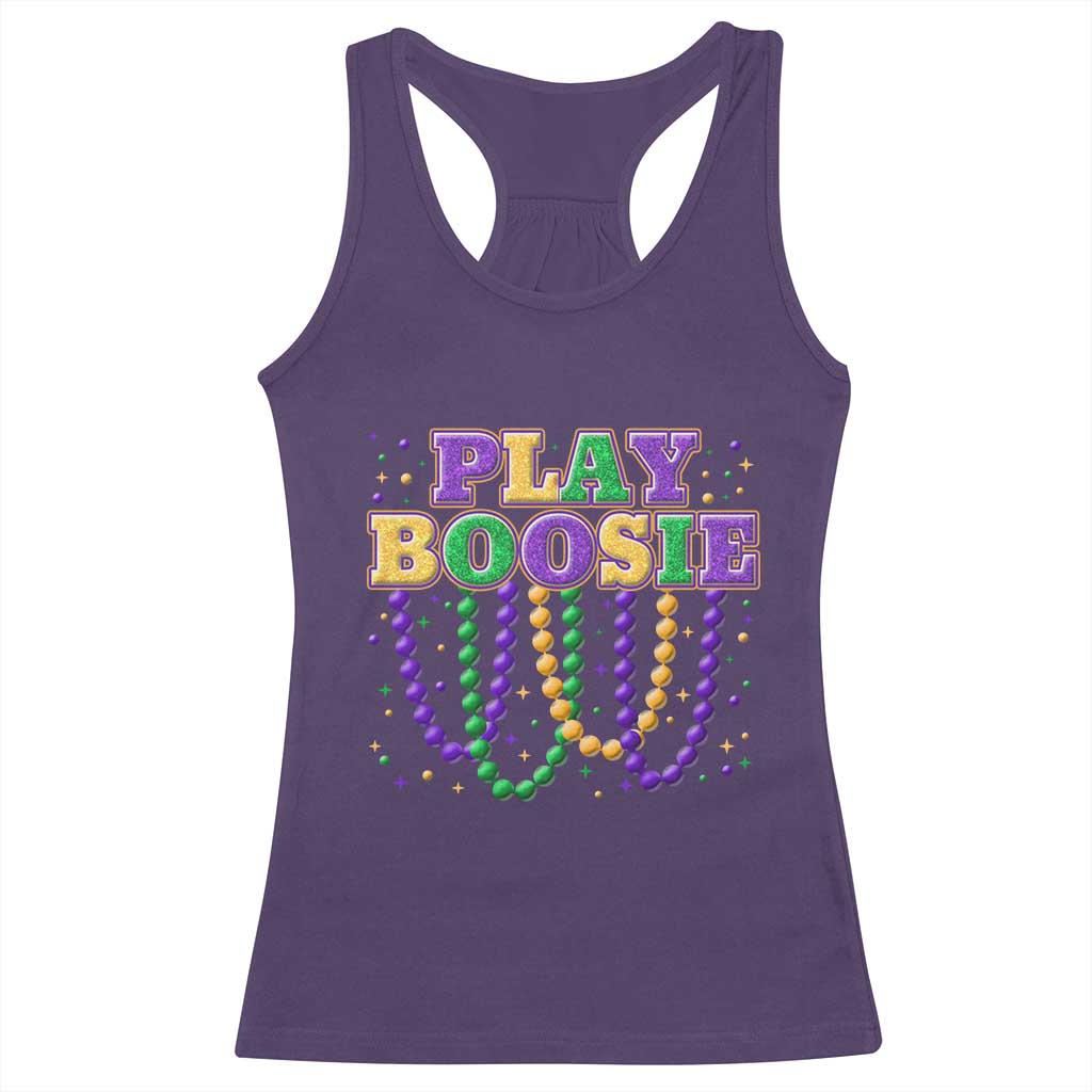 Funny Play Boosie Mardi Gras Racerback Tank Top Beads Fat Tuesday Carnival