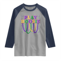 Funny Play Boosie Mardi Gras Raglan Shirt Beads Fat Tuesday Carnival