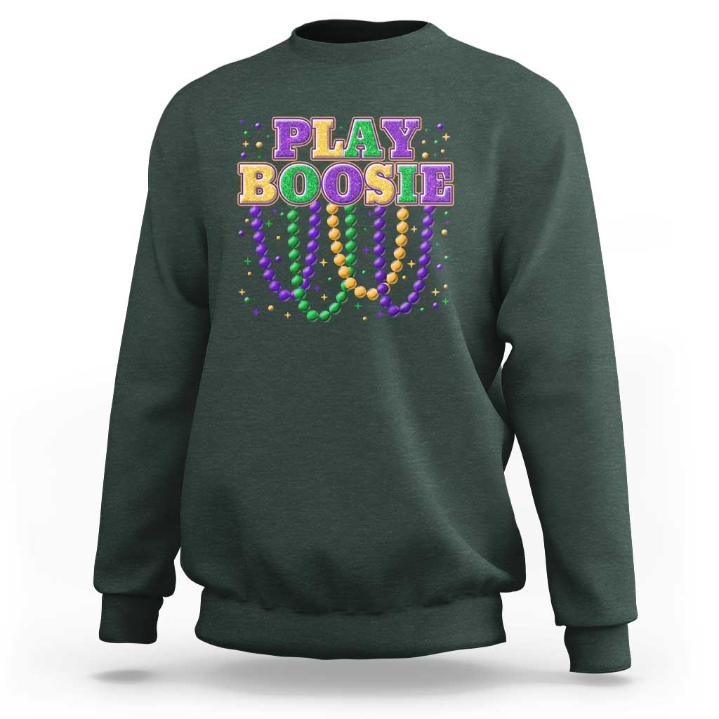 Funny Play Boosie Mardi Gras Sweatshirt Beads Fat Tuesday Carnival