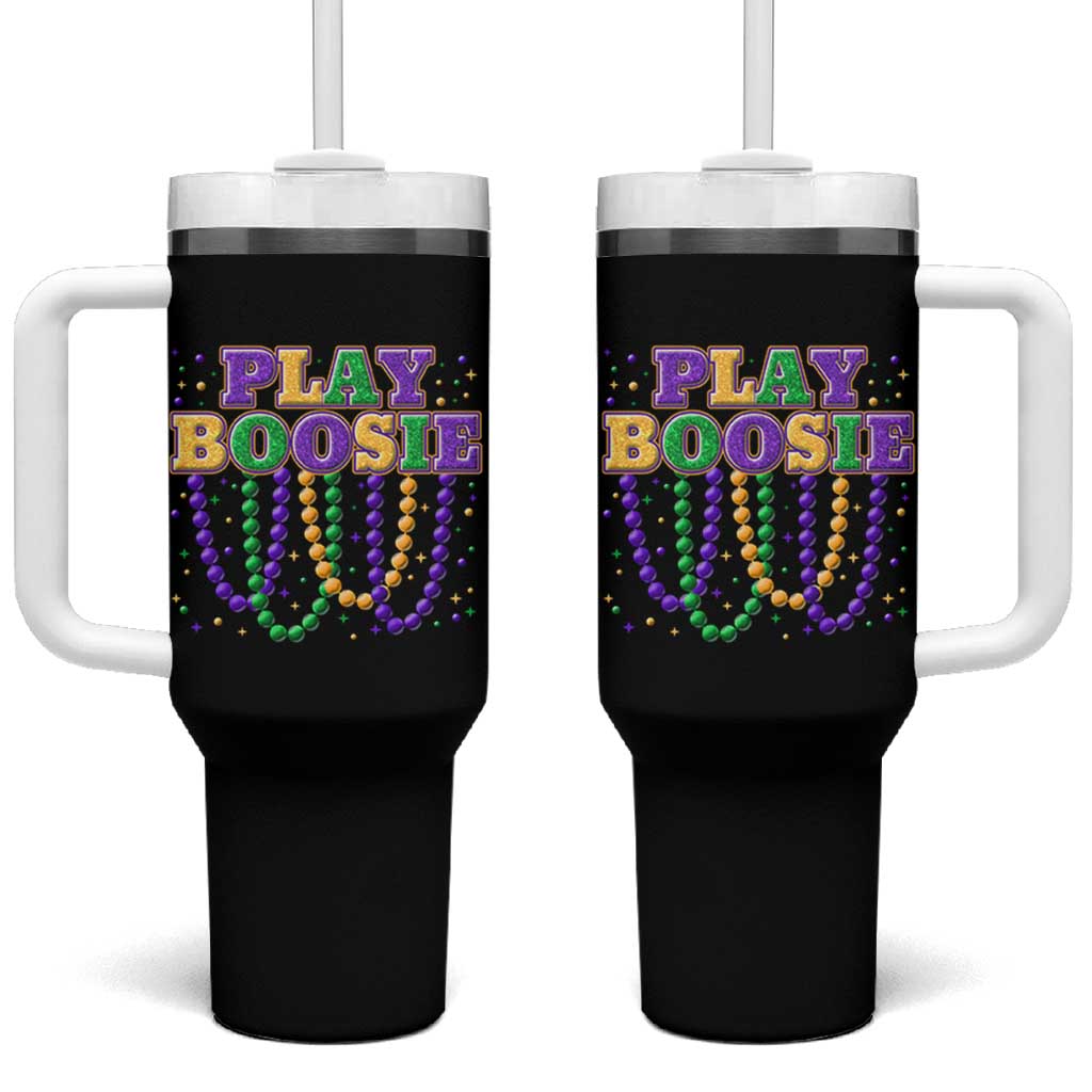 Funny Play Boosie Mardi Gras Tumbler With Handle Beads Fat Tuesday Carnival