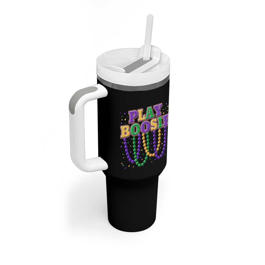 Funny Play Boosie Mardi Gras Tumbler With Handle Beads Fat Tuesday Carnival