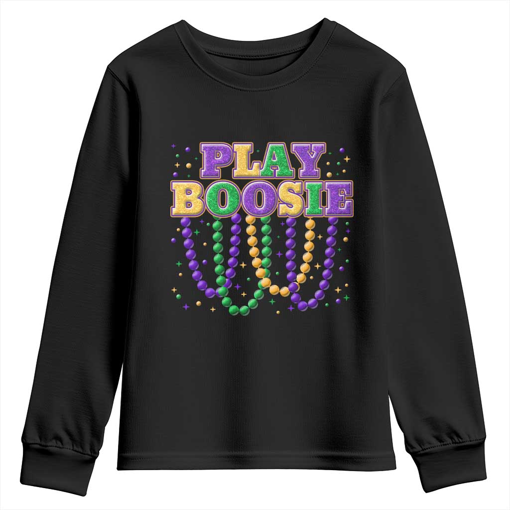 Funny Play Boosie Mardi Gras Youth Sweatshirt Beads Fat Tuesday Carnival