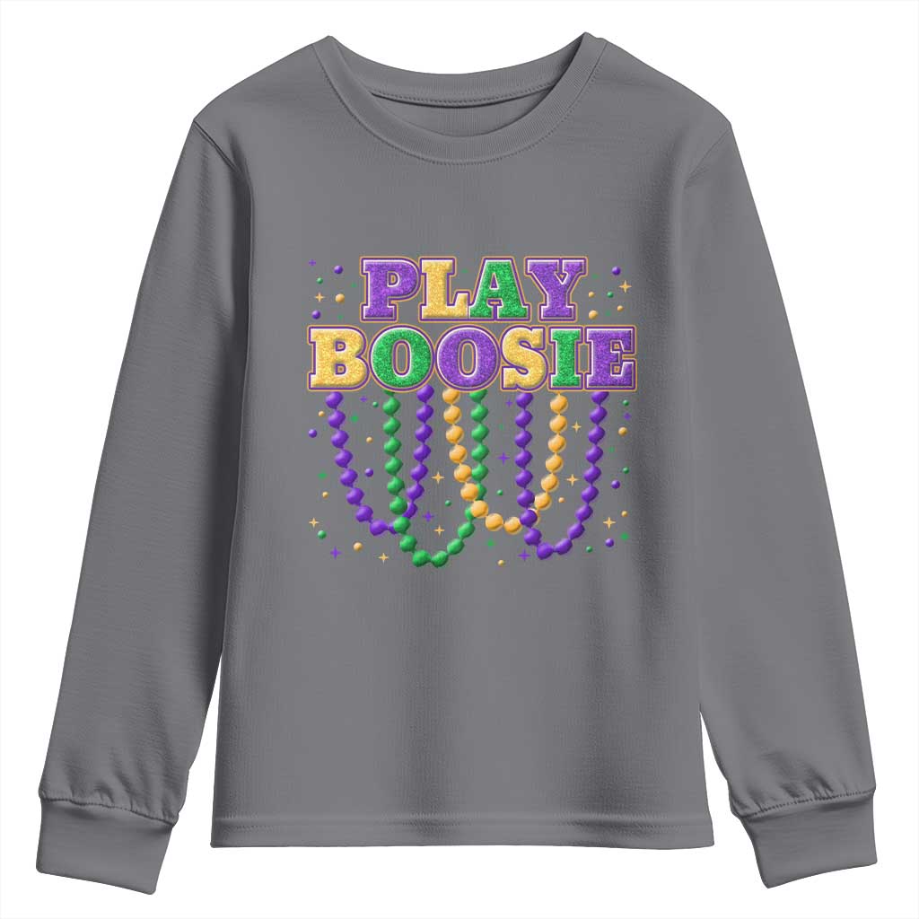 Funny Play Boosie Mardi Gras Youth Sweatshirt Beads Fat Tuesday Carnival