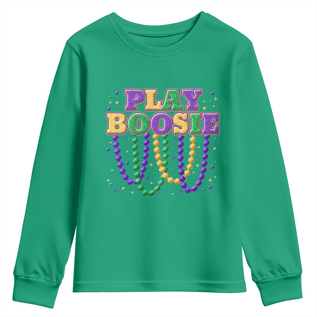 Funny Play Boosie Mardi Gras Youth Sweatshirt Beads Fat Tuesday Carnival