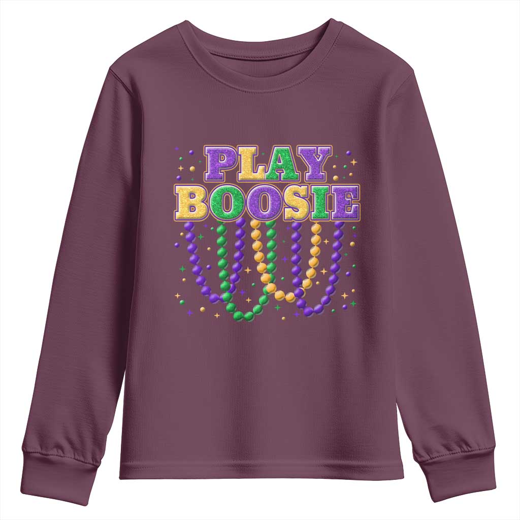 Funny Play Boosie Mardi Gras Youth Sweatshirt Beads Fat Tuesday Carnival