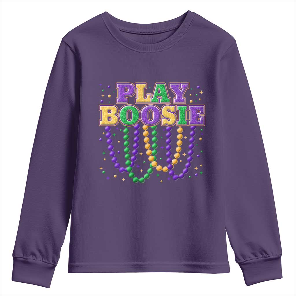 Funny Play Boosie Mardi Gras Youth Sweatshirt Beads Fat Tuesday Carnival