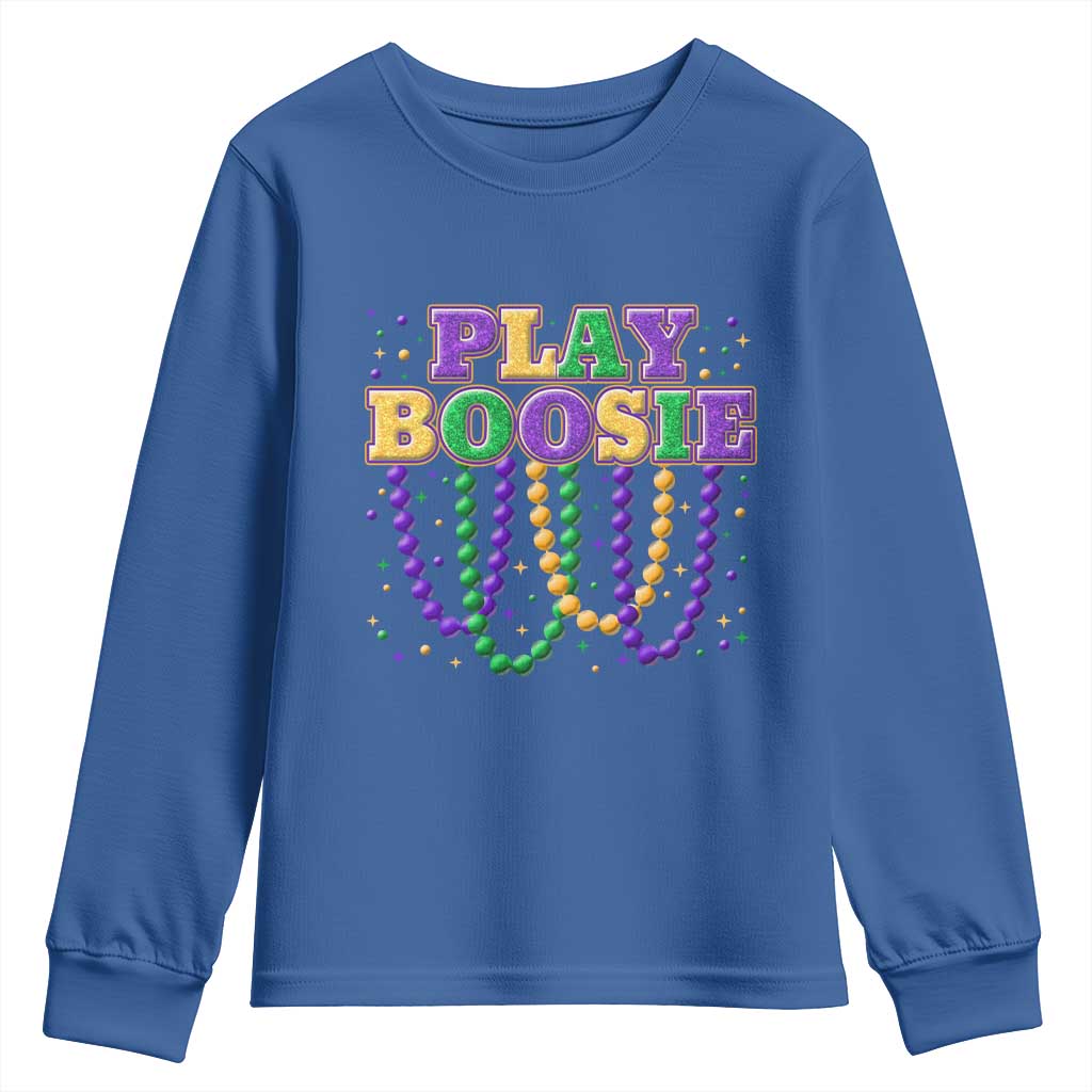 Funny Play Boosie Mardi Gras Youth Sweatshirt Beads Fat Tuesday Carnival