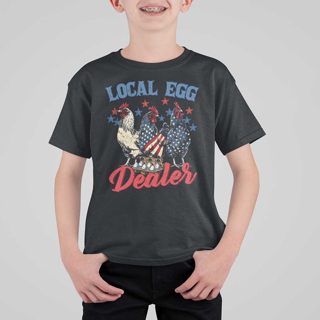 Funny Local Egg Dealer T Shirt For Kid Egg Farmer American Flag Chicken Easter