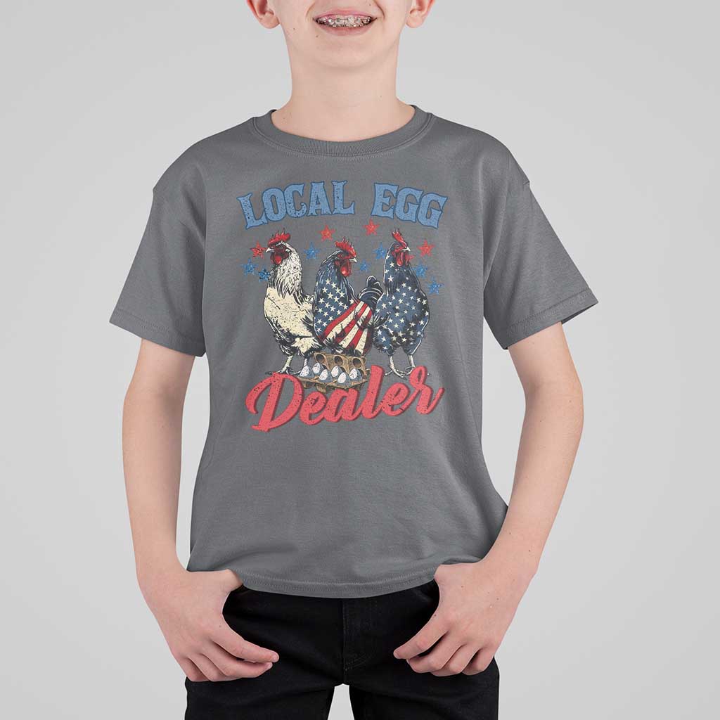 Funny Local Egg Dealer T Shirt For Kid Egg Farmer American Flag Chicken Easter