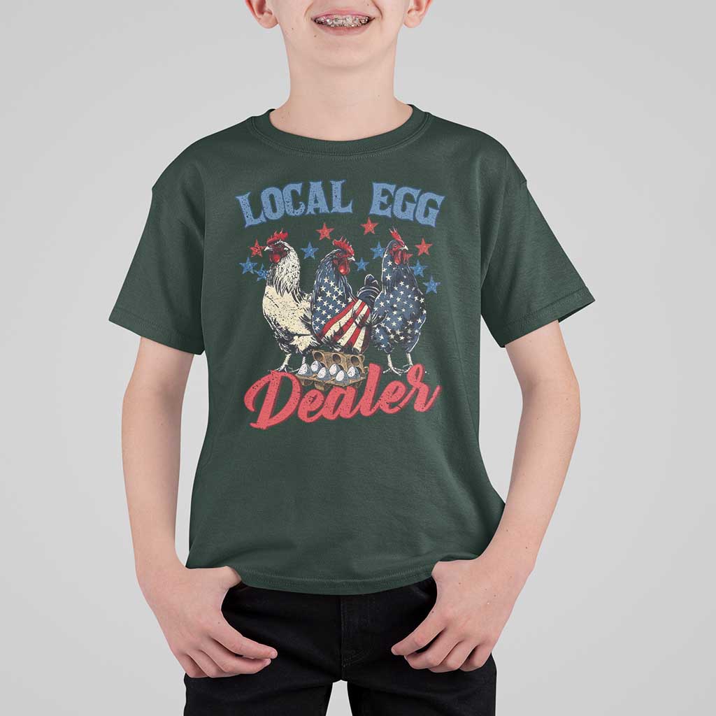 Funny Local Egg Dealer T Shirt For Kid Egg Farmer American Flag Chicken Easter