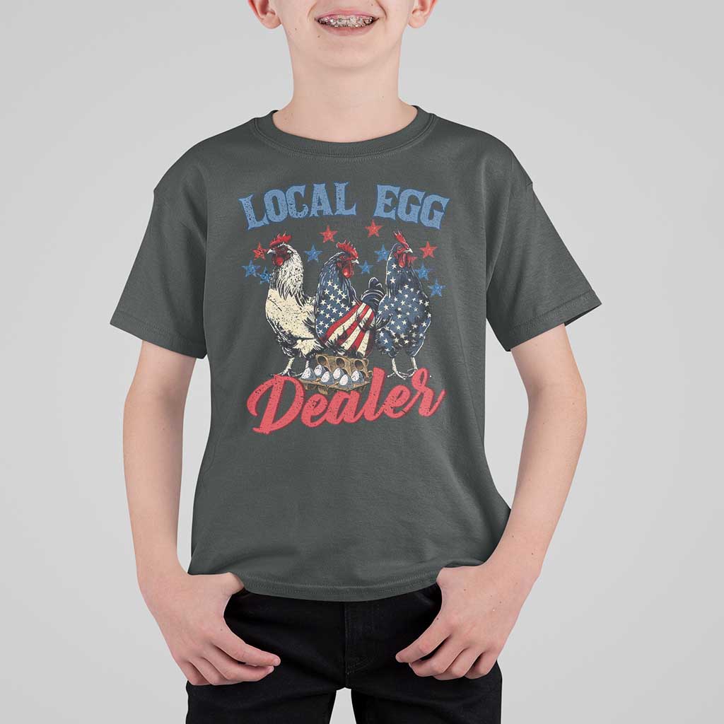 Funny Local Egg Dealer T Shirt For Kid Egg Farmer American Flag Chicken Easter