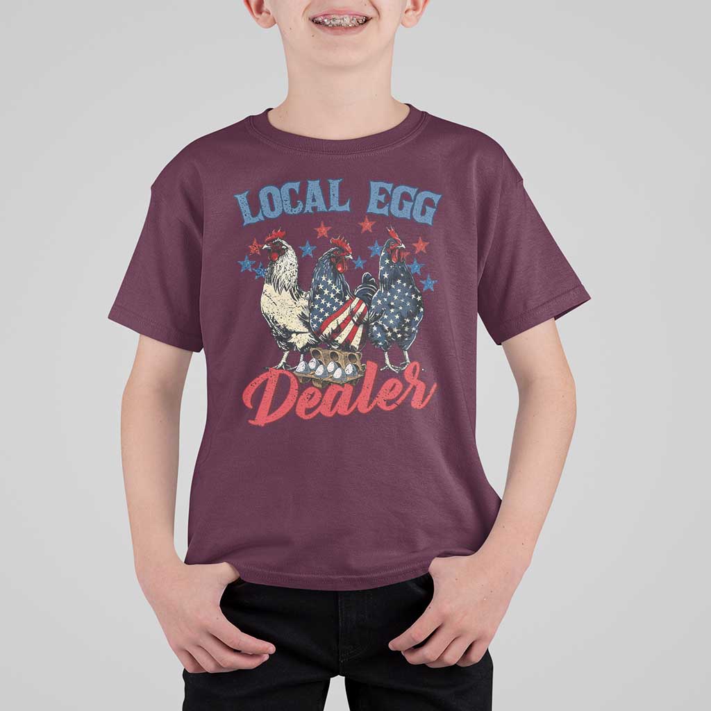 Funny Local Egg Dealer T Shirt For Kid Egg Farmer American Flag Chicken Easter