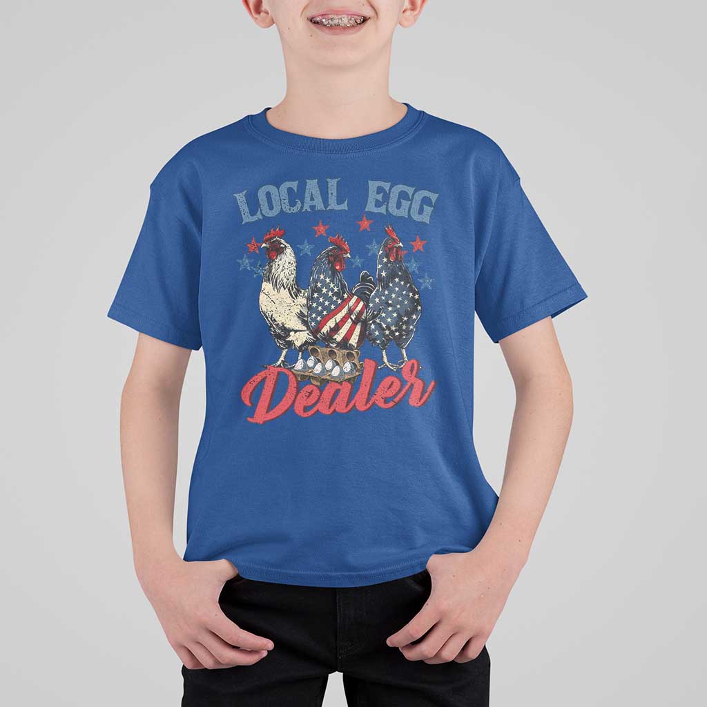 Funny Local Egg Dealer T Shirt For Kid Egg Farmer American Flag Chicken Easter