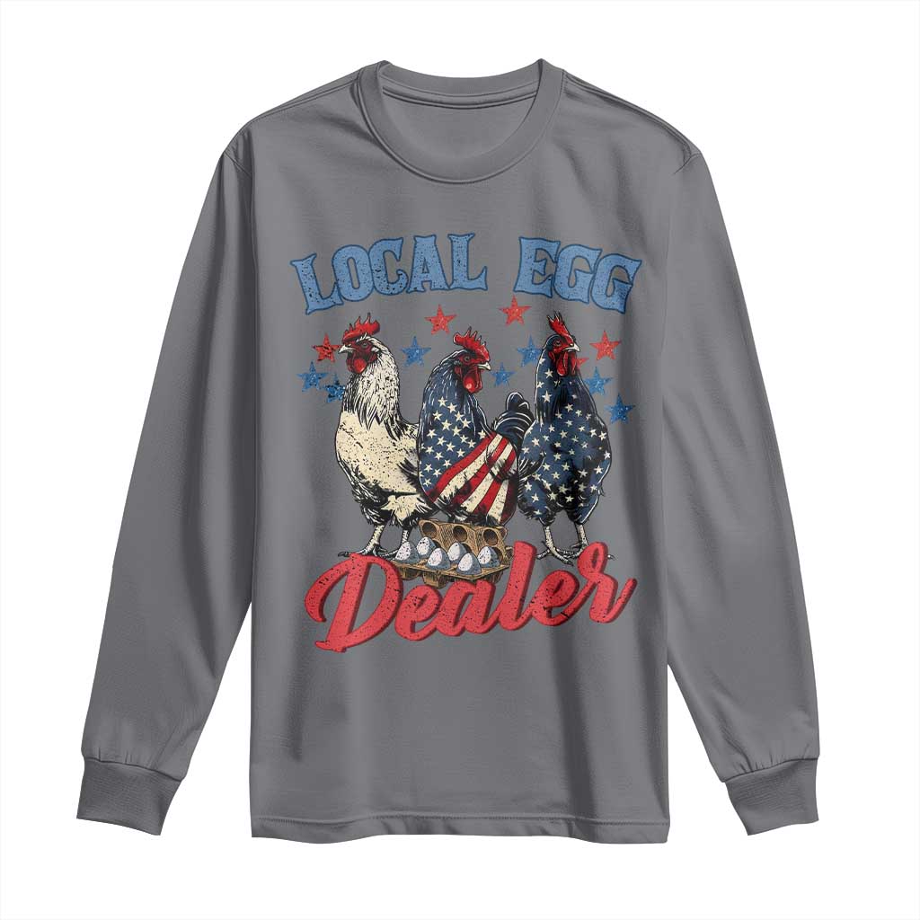 Funny Local Egg Dealer Long Sleeve Shirt Egg Farmer American Flag Chicken Easter
