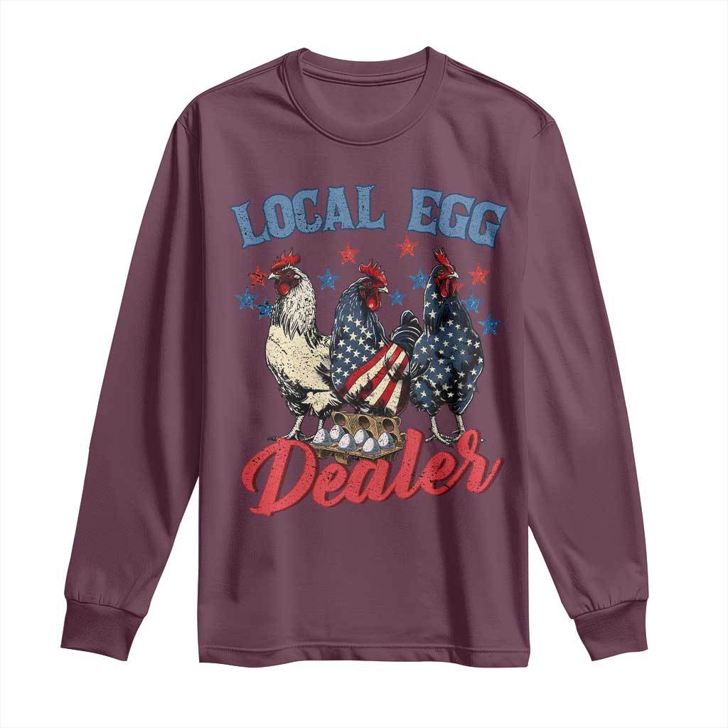 Funny Local Egg Dealer Long Sleeve Shirt Egg Farmer American Flag Chicken Easter