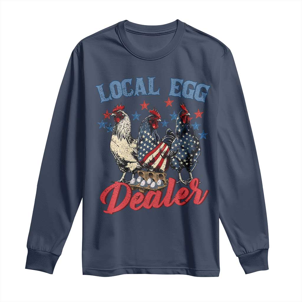 Funny Local Egg Dealer Long Sleeve Shirt Egg Farmer American Flag Chicken Easter