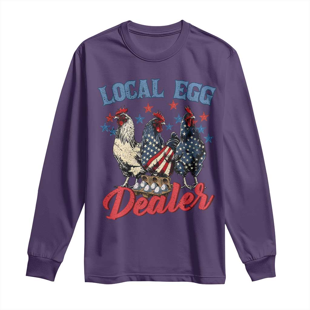 Funny Local Egg Dealer Long Sleeve Shirt Egg Farmer American Flag Chicken Easter